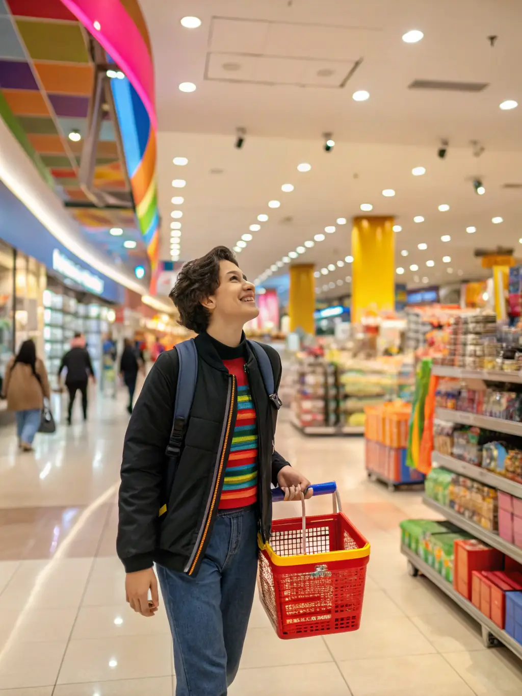 A vibrant shopping mall interior with shoppers, representing retail feasibility study applications.