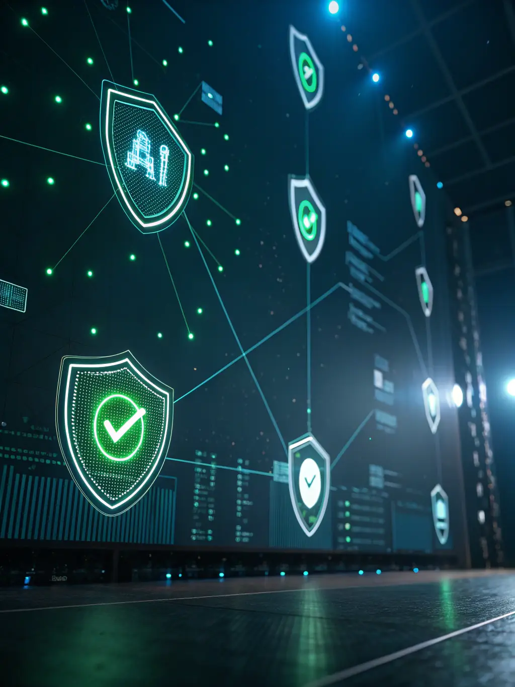 A streamlined licensing process depicted through digital icons, showing quick approvals and minimal paperwork for setting up a business in a UAE free zone.